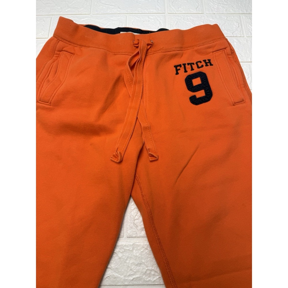Vintage Abercrombie and Fitch Sweatpants Mens Fitch 9 Logo Y2K Orange Size L